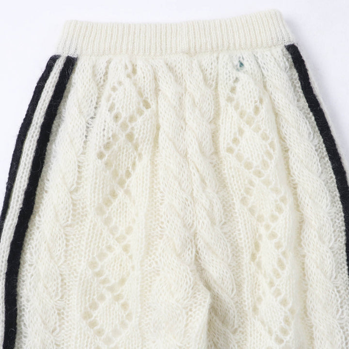 Excellent GUCCI×adidas Pants Trefoil embroidered knit long White black Women XXS 721504