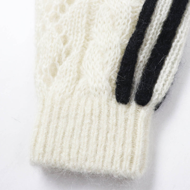 Excellent GUCCI×adidas Pants Trefoil embroidered knit long White black Women