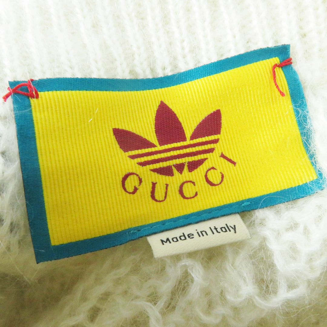 Excellent GUCCI×adidas Pants Trefoil embroidered knit long White black Women