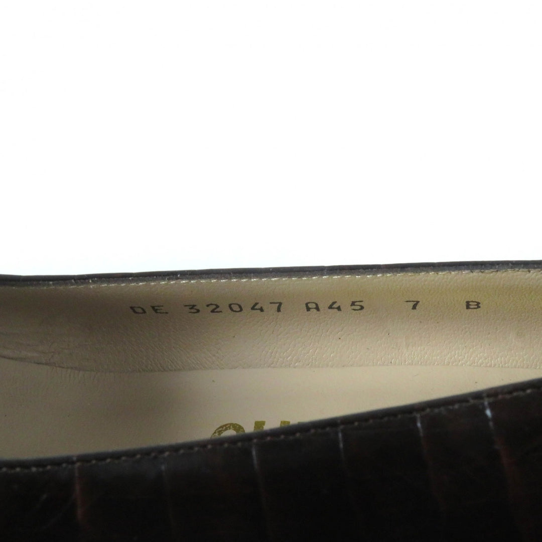 Excellent Salvatore Ferragamo pumps crocodile embossed pattern Brown leather