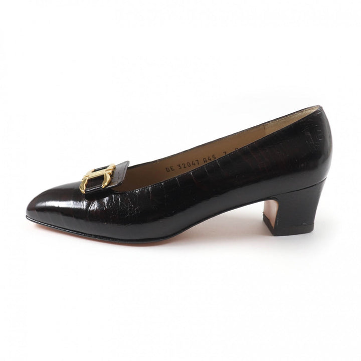 Excellent Salvatore Ferragamo pumps crocodile embossed pattern Brown leather
