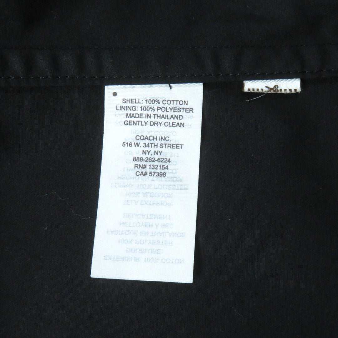 Great COACH coat Turnlock Signature lining Hidden placket black cotton Women XS