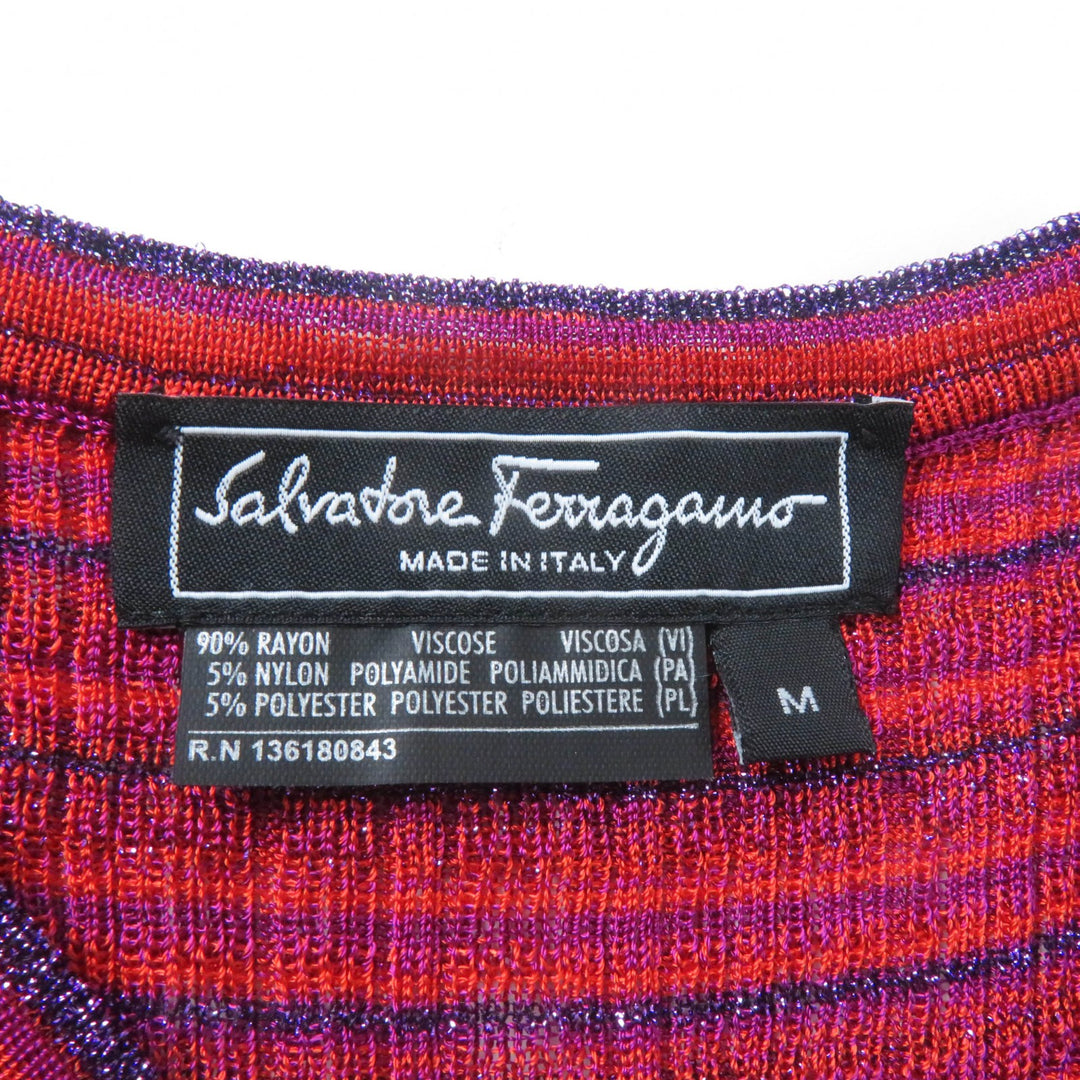 Excellent Salvatore Ferragamo ensemble Double GanciniMetal cardigan + sleeveless knit M