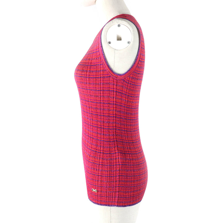 Excellent Salvatore Ferragamo ensemble Double GanciniMetal cardigan + sleeveless knit M