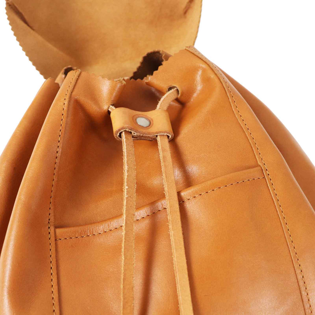 Great Backpack Â· Daypack Logo embossed all leather Camel leather Women
