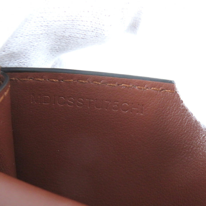Great BURBERRY Bifold Wallet TB All-over Pattern Compact Chain Wallet Brown PVC