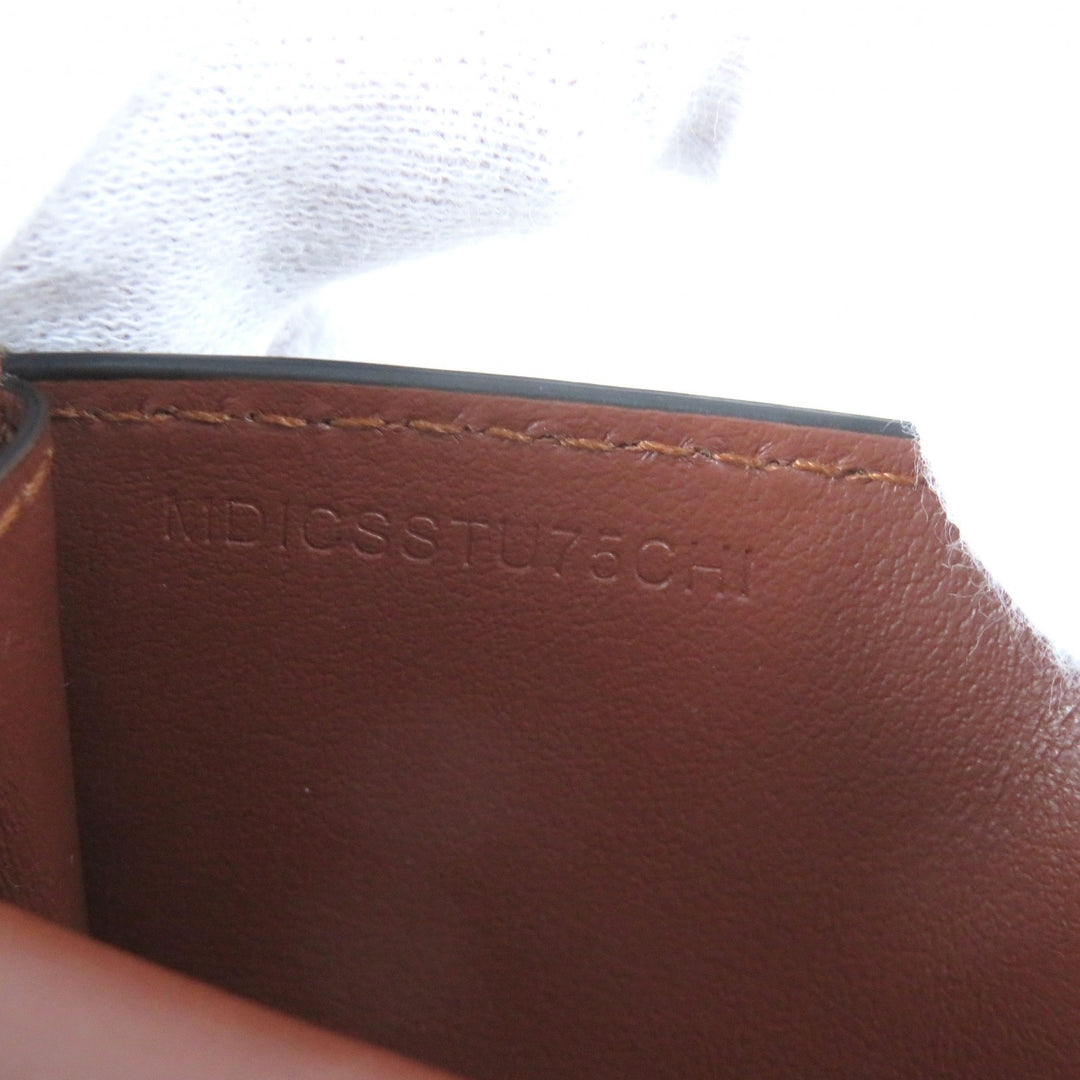 Great BURBERRY Bifold Wallet TB All-over Pattern Compact Chain Wallet Brown PVC
