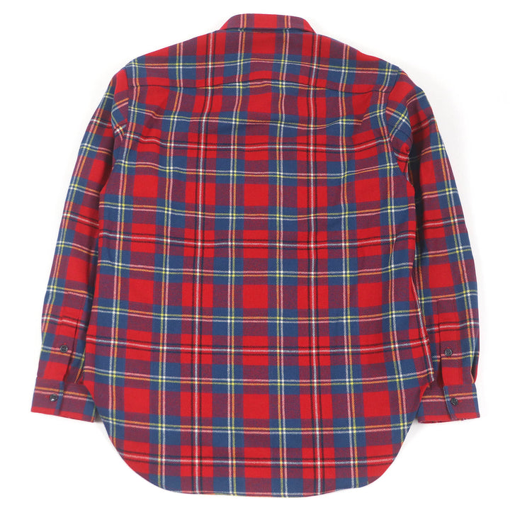 Excellent GUCCI Long sleeve shirt Skunk Patch Tartan Red wool mens 48 720960