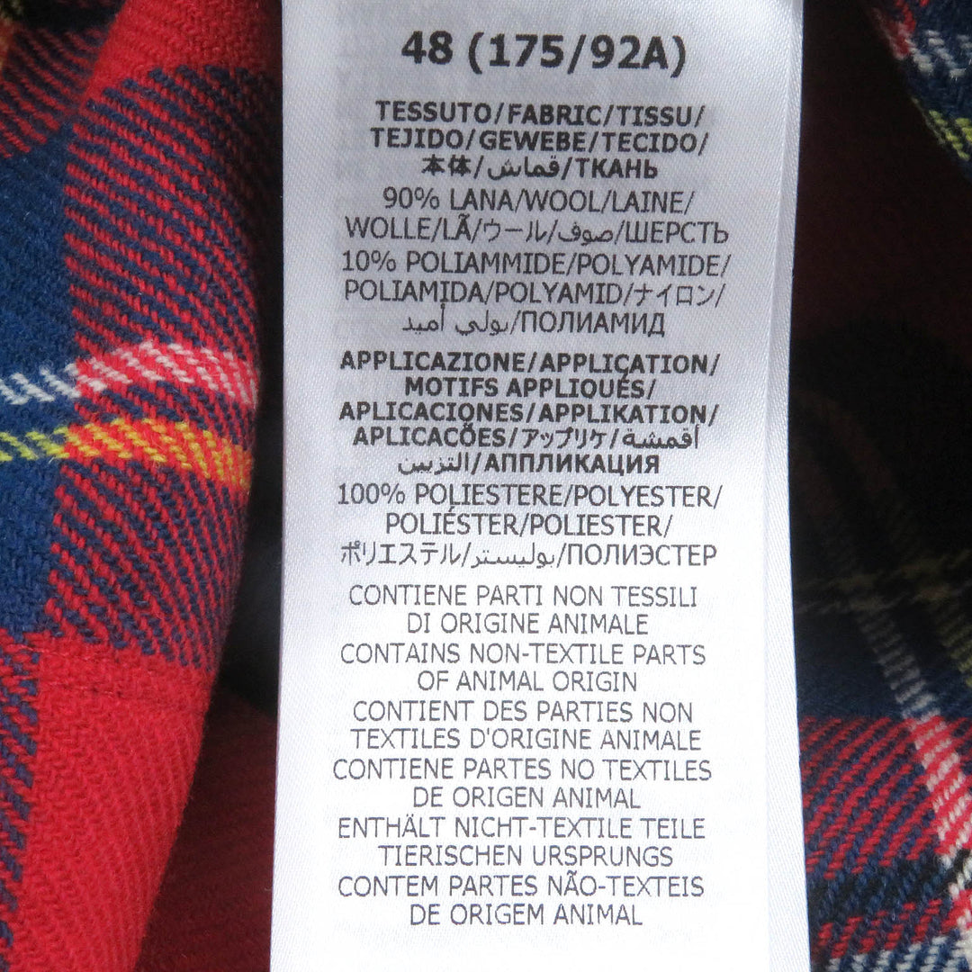Excellent GUCCI Long sleeve shirt Skunk Patch Tartan Red wool mens 48 720960