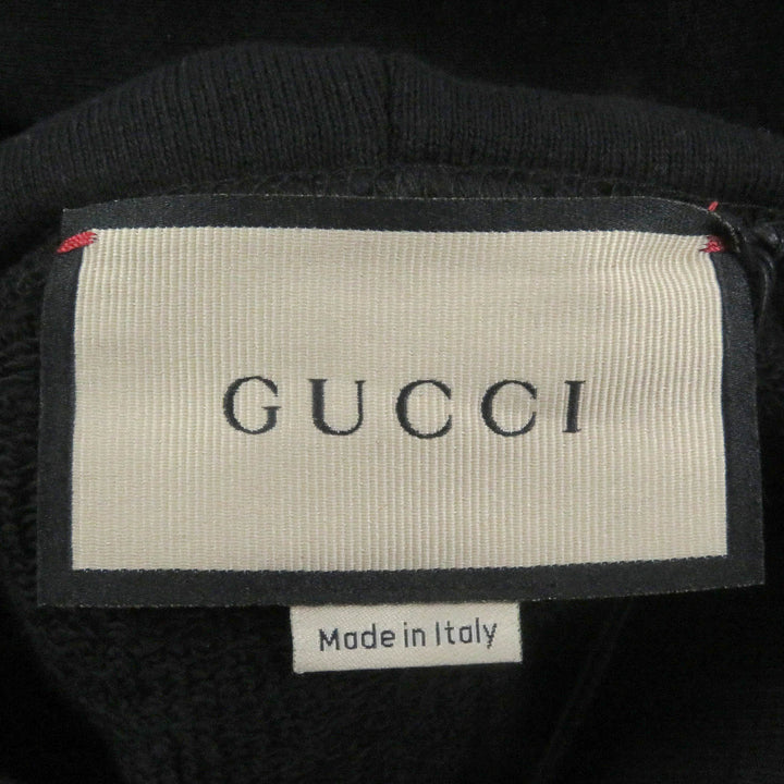 Great GUCCI Parker Logo Print Hoodie Pullover black cotton mens S 782788