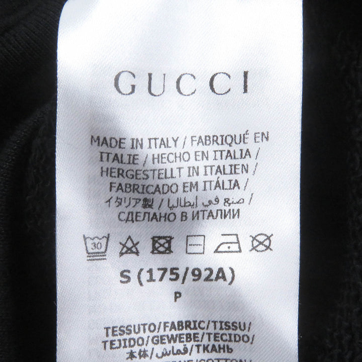 Great GUCCI Parker Logo Print Hoodie Pullover black cotton mens S 782788
