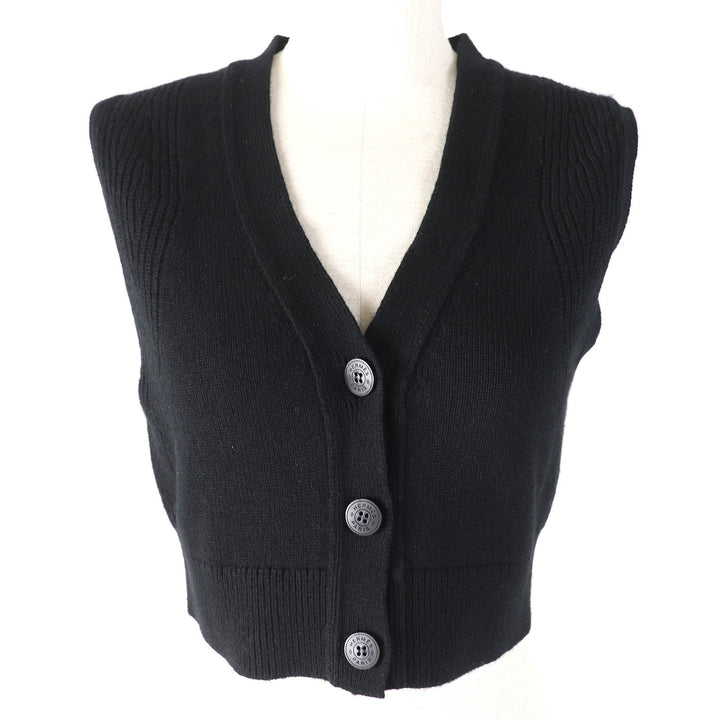Excellent HERMES Best Serie design button short knit black cashmere Women 36 4E2721D1