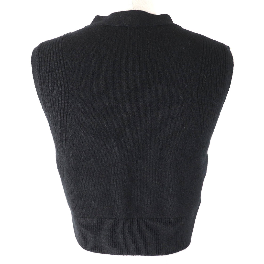 Excellent HERMES Best Serie design button short knit black cashmere Women 36