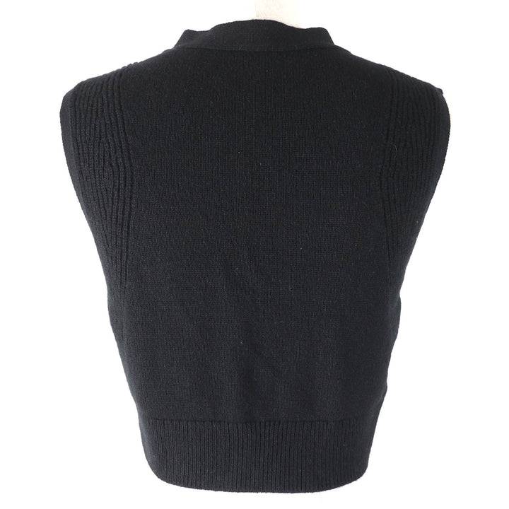 Excellent HERMES Best Serie design button short knit black cashmere Women 36