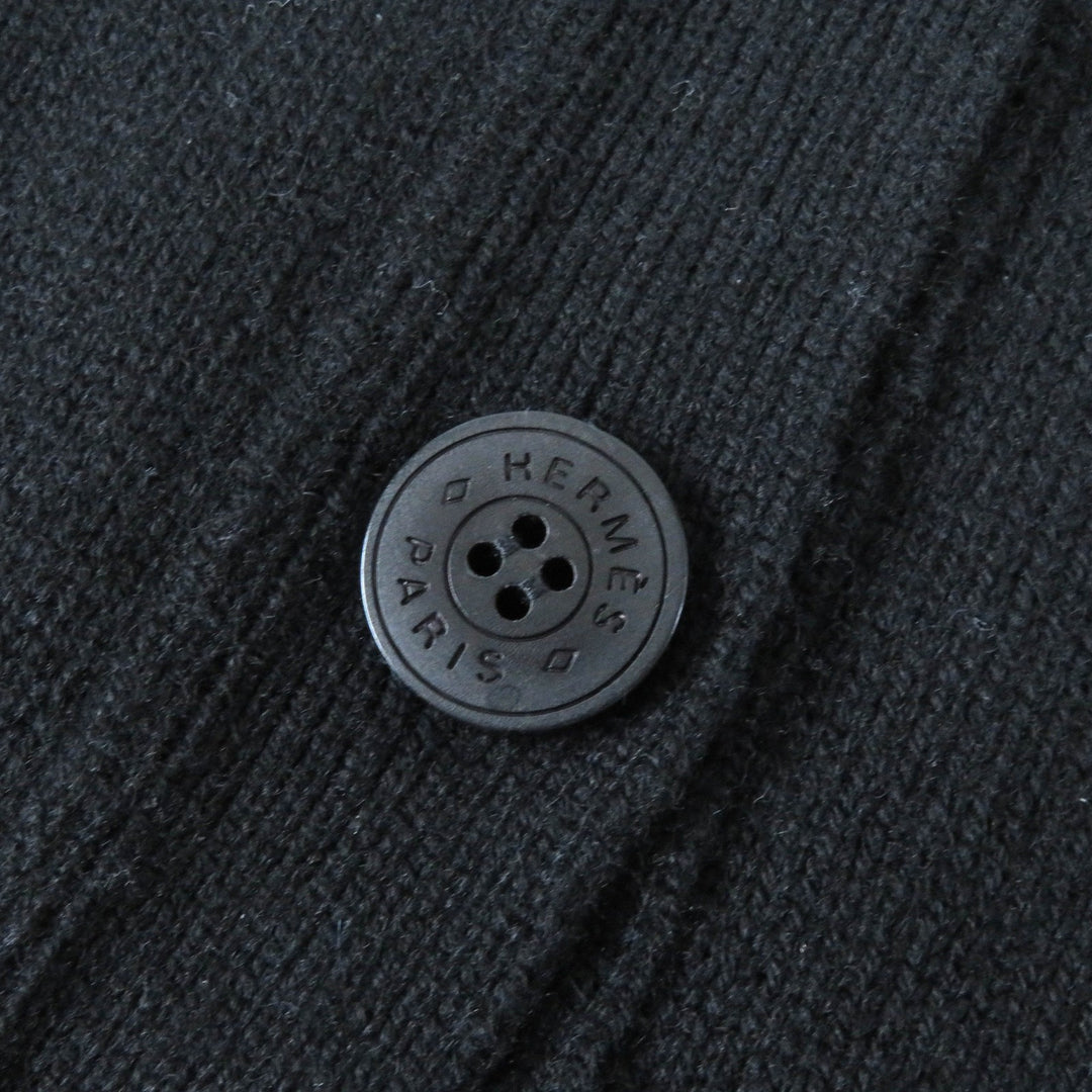 Excellent HERMES Best Serie design button short knit black cashmere Women 36 4E2721D1