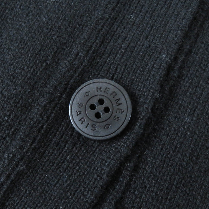 Excellent HERMES Best Serie design button short knit black cashmere Women 36