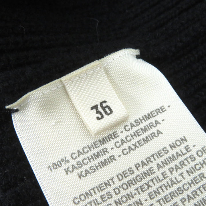 Excellent HERMES Best Serie design button short knit black cashmere Women 36