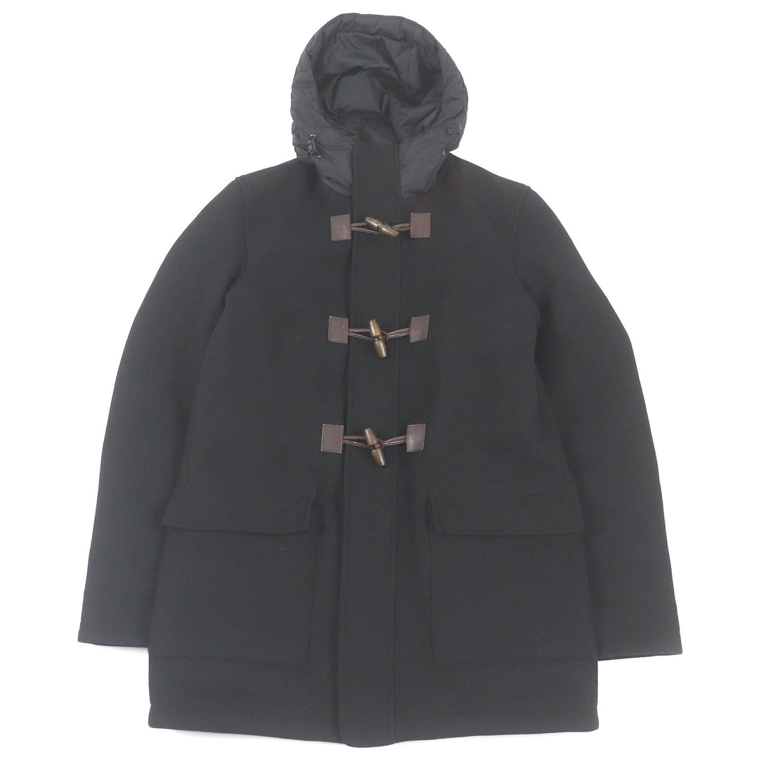 Great Herno Duffel coat Toggle button Leather padding black wool mens 44 PC0049U
