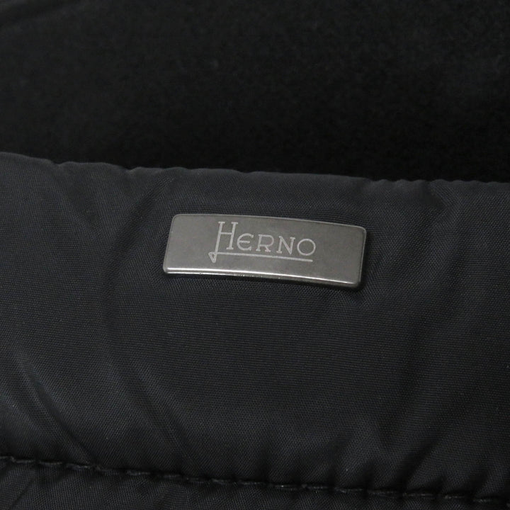 Great Herno Duffel coat Toggle button Leather padding black wool mens 44 PC0049U