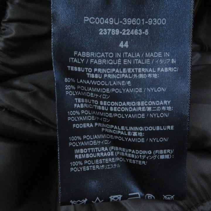 Great Herno Duffel coat Toggle button Leather padding black wool mens 44 PC0049U