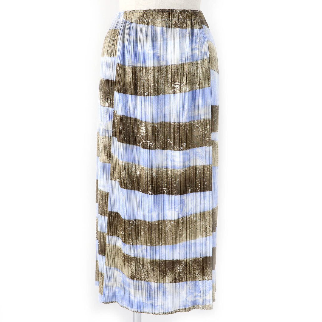 Excellent PLEATS PLEASE skirt All-over pattern Long Light blue brown Women 3