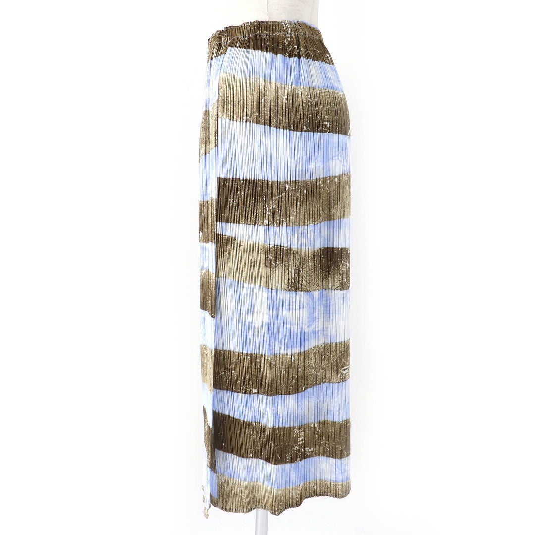 Excellent PLEATS PLEASE skirt All-over pattern Long Light blue brown Women 3