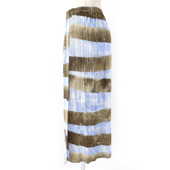 Excellent PLEATS PLEASE skirt All-over pattern Long Light blue brown Women 3