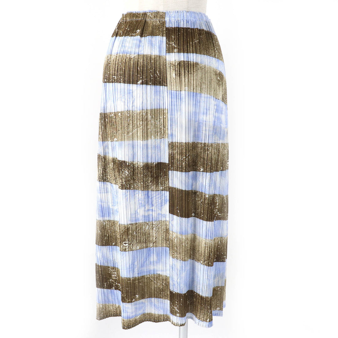 Excellent PLEATS PLEASE skirt All-over pattern Long Light blue brown Women 3