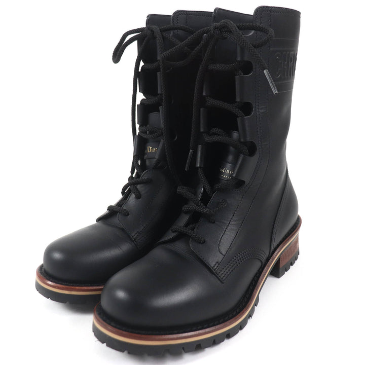 Excellent Christian Dior boots Quest Logo embossed lace-up combat boots leather