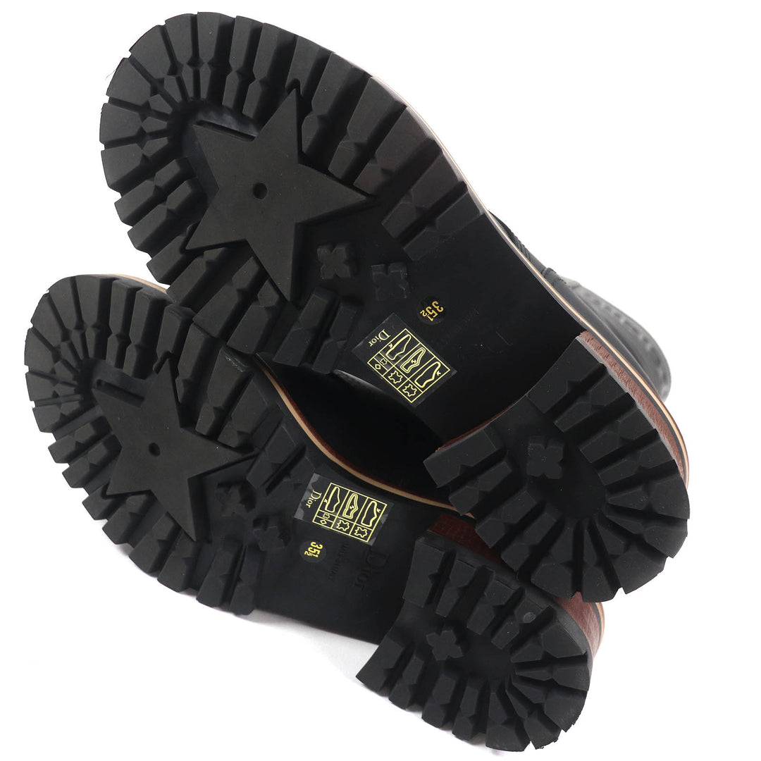 Excellent Christian Dior boots Quest Logo embossed lace-up combat boots leather