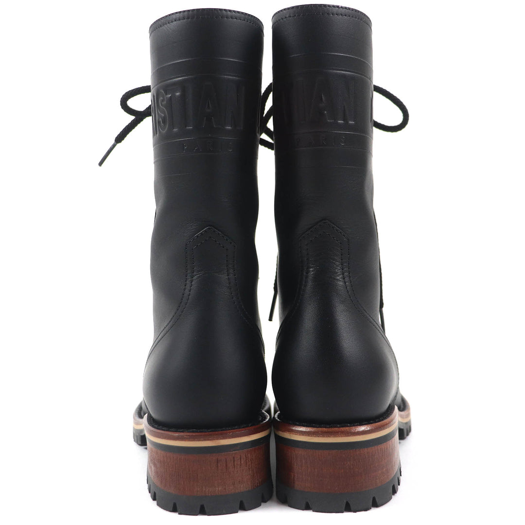 Excellent Christian Dior boots Quest Logo embossed lace-up combat boots leather