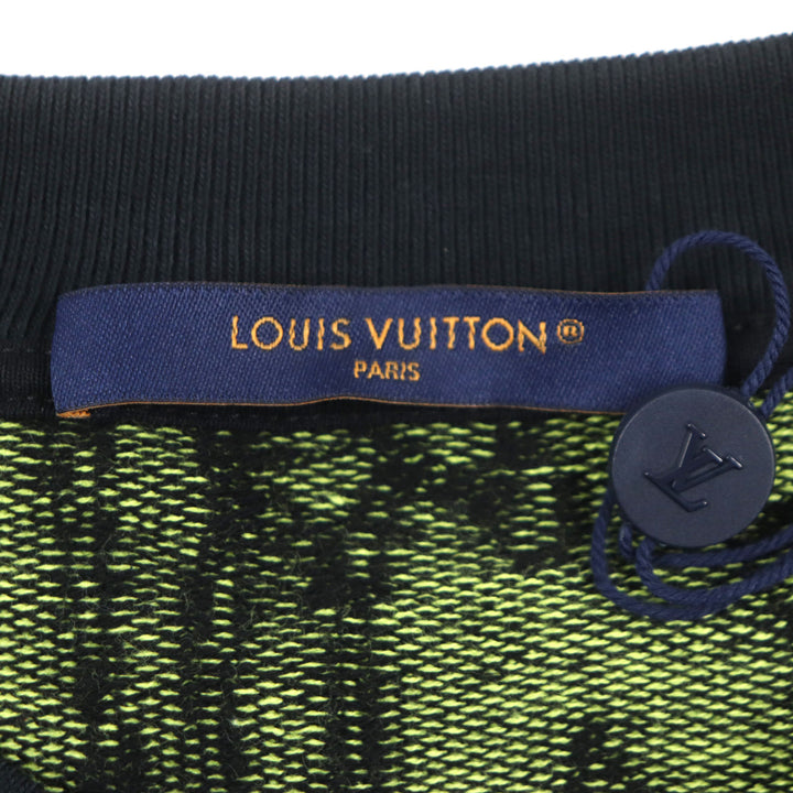 LOUIS VUITTON sweater Crew neck jacquard knit Black Lime cotton mens L