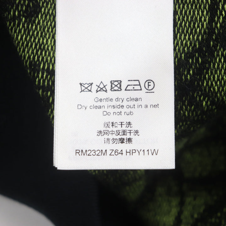 LOUIS VUITTON sweater Crew neck jacquard knit Black Lime cotton mens L