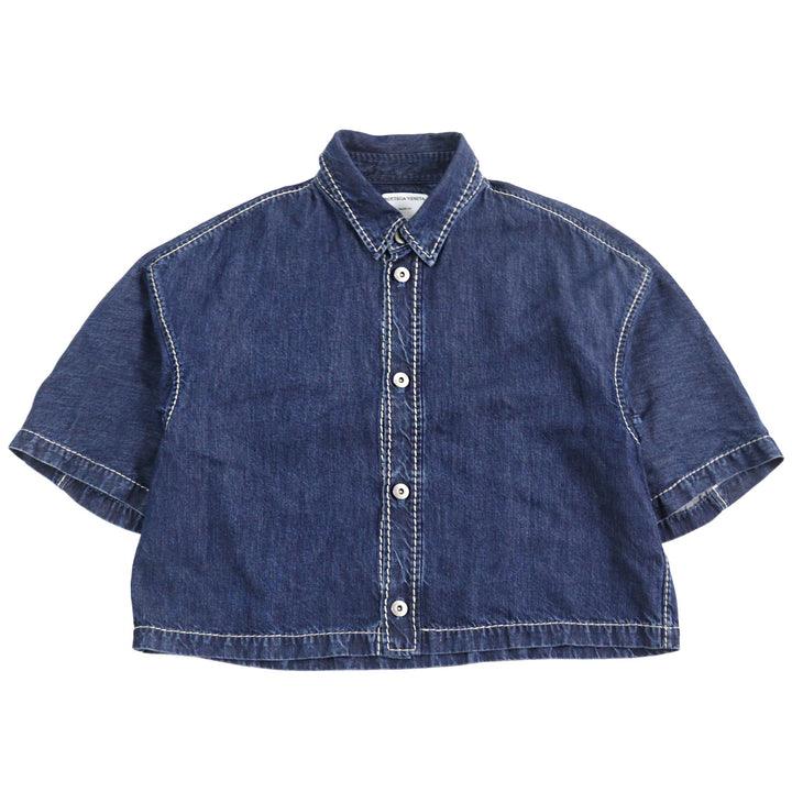 Great BOTTEGAVENETA Short sleeve shirt oversized cropped denim Indigo blue 46