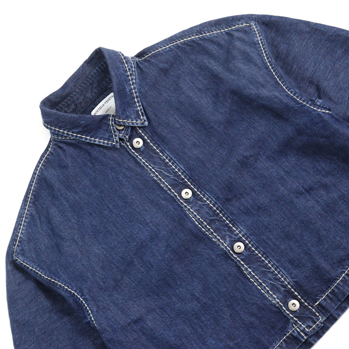 Great BOTTEGAVENETA Short sleeve shirt oversized cropped denim Indigo blue 46