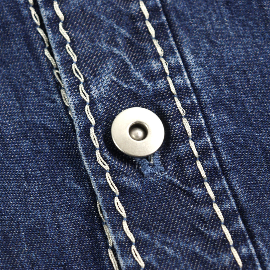 Great BOTTEGAVENETA Short sleeve shirt oversized cropped denim Indigo blue 46