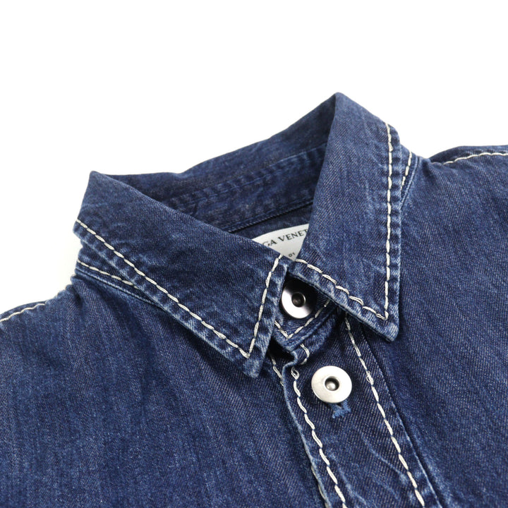 Great BOTTEGAVENETA Short sleeve shirt oversized cropped denim Indigo blue 46