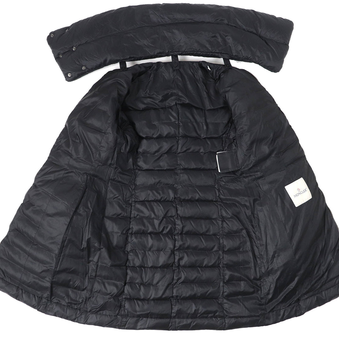 Very Good MONCLER down coat VERNDIS Detachable collar design neck warmer style logo zip metal down jacket black Nylon Women 0
