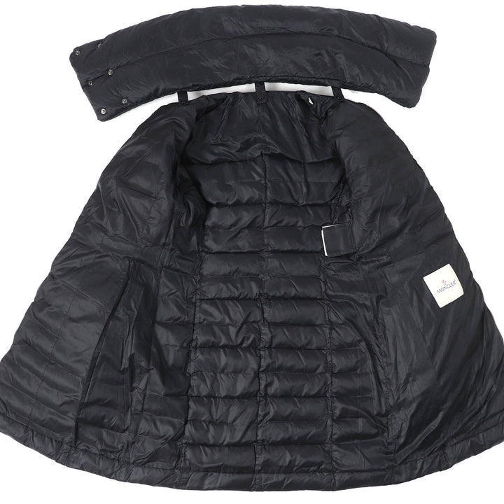 Very Good MONCLER down coat VERNDIS Detachable collar design neck warmer style logo zip metal down jacket black Nylon Women 0