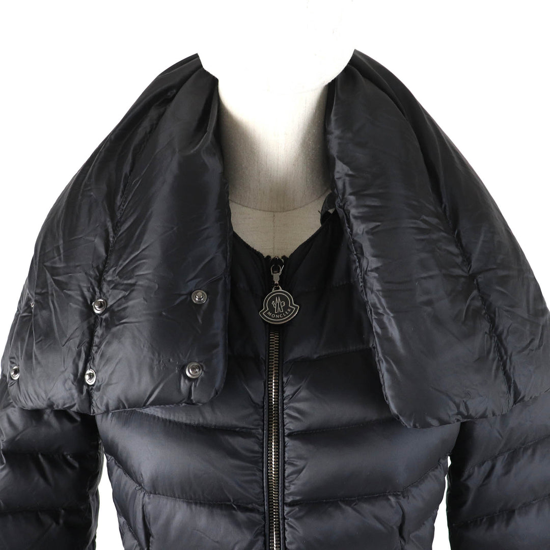 Very Good MONCLER down coat VERNDIS Detachable collar design neck warmer style logo zip metal down jacket black Nylon Women 0