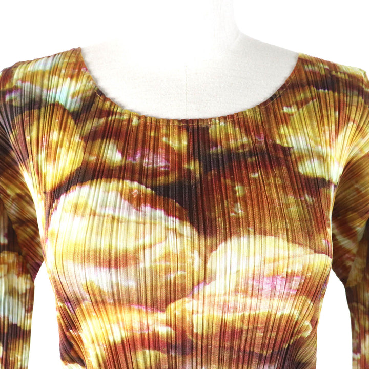 Excellent PLEATS PLEASE two-piece set Brown polyester PP83-JK552/PP83-JG555