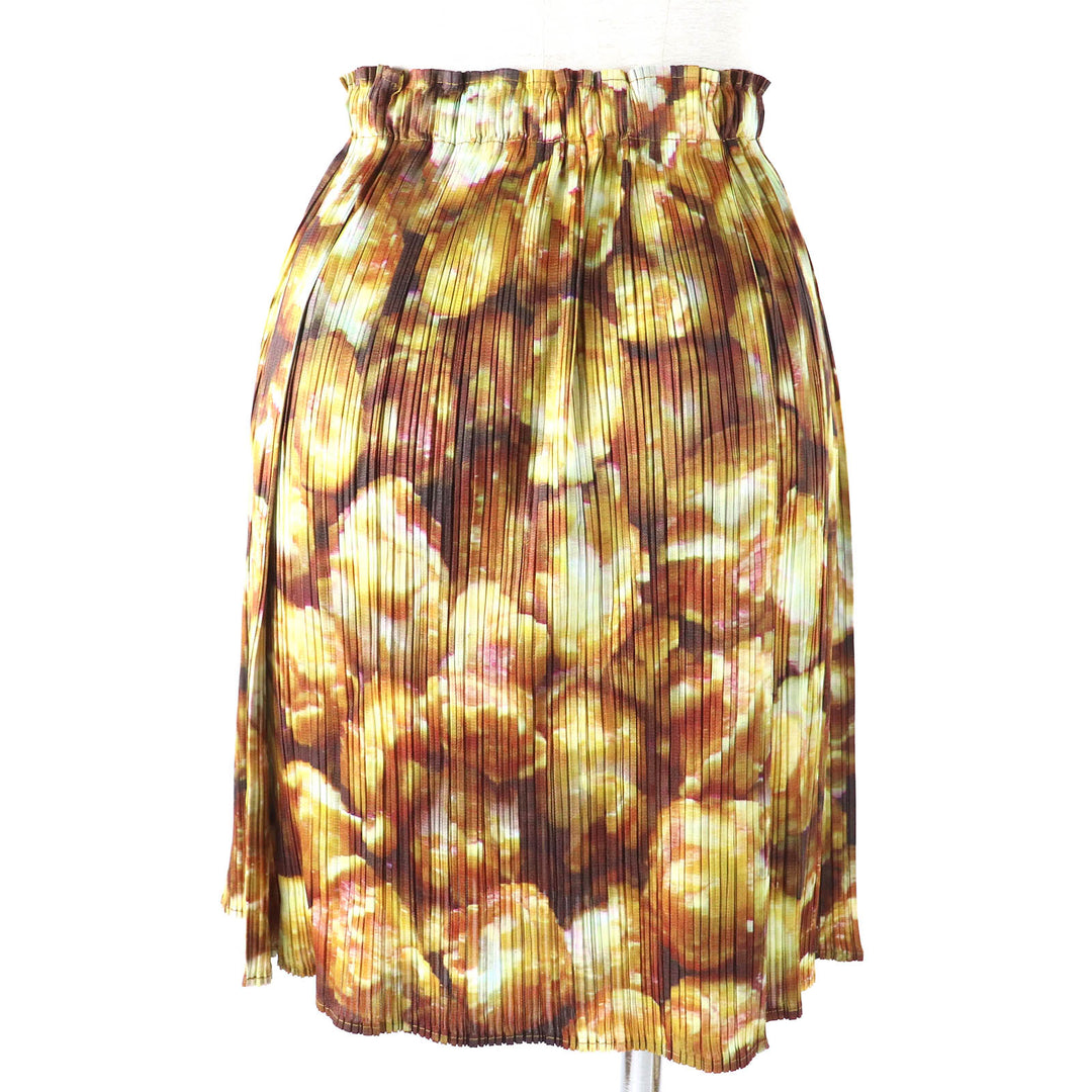 Excellent PLEATS PLEASE two-piece set Popcorn Pattern T-shirt and Miniskirt Brown polyester Women PP83-JK552/PP83-JG555