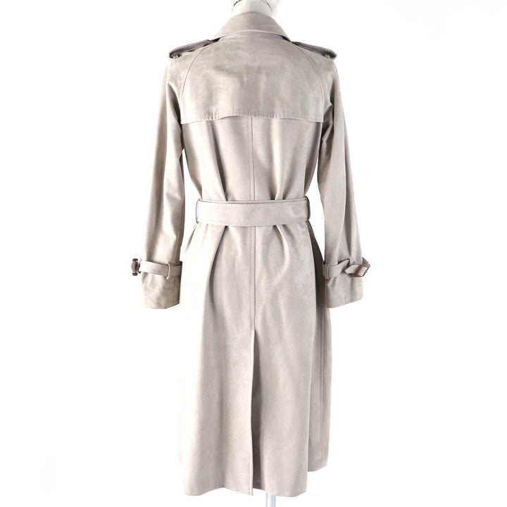 Very Good MACKINTOSH LONDON trench coat Logo button belted faux suede leather long Beige Artificial leather Women 36
