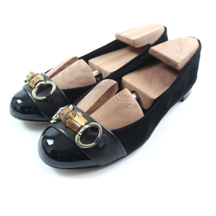 Great GUCCI pumps Bamboo Bit Suede Leather Flats black Suede leather Women 35