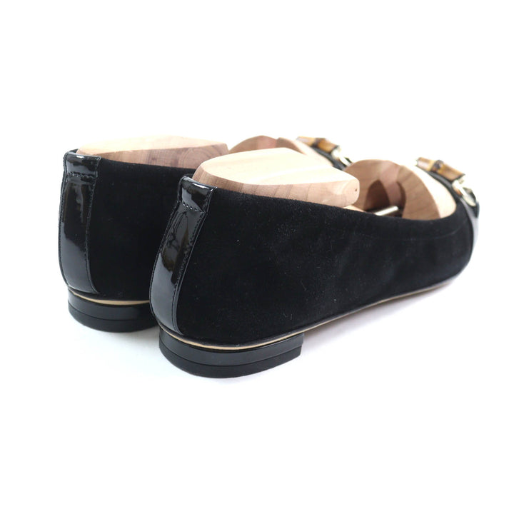 Great GUCCI pumps Bamboo Bit Suede Leather Flats black Suede leather Women 35