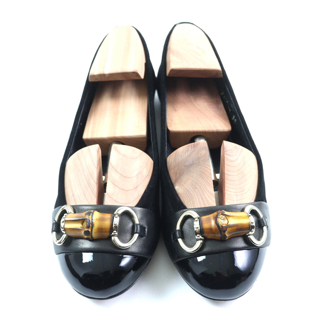 Great GUCCI pumps Bamboo Bit Suede Leather Flats black Suede leather Women 35