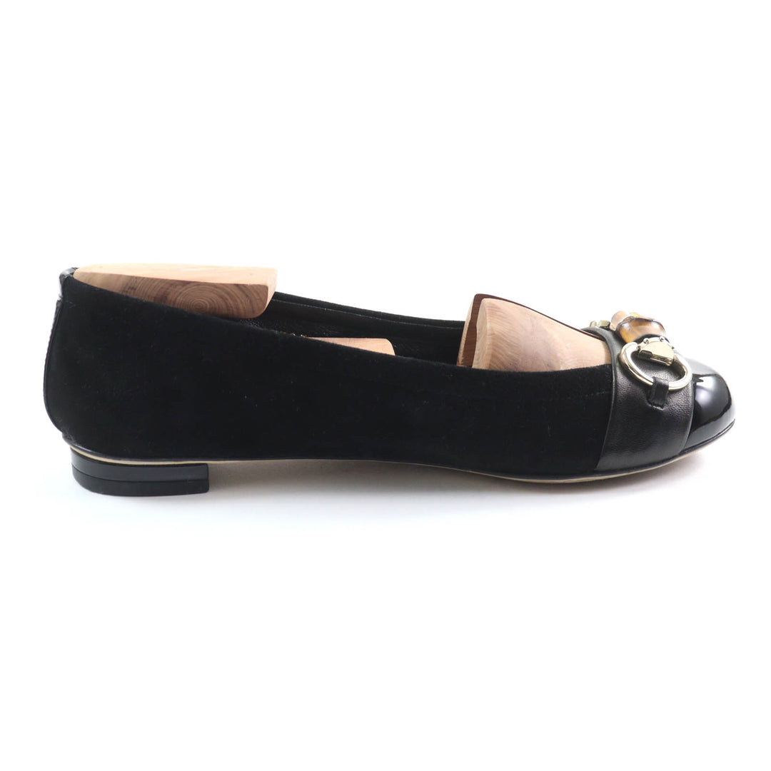 Great GUCCI pumps Bamboo Bit Suede Leather Flats black Suede leather Women 35