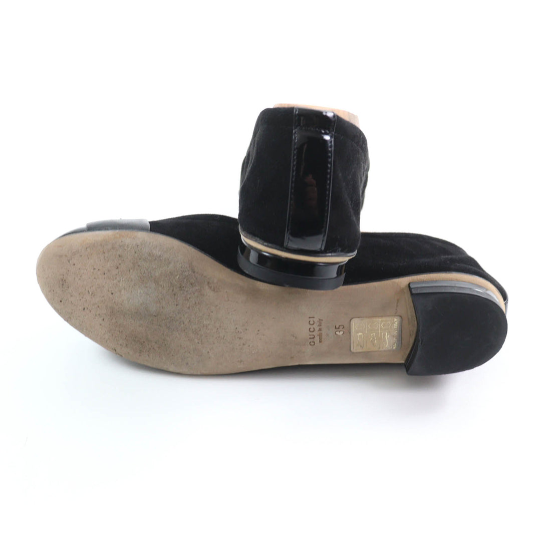 Great GUCCI pumps Bamboo Bit Suede Leather Flats black Suede leather Women 35