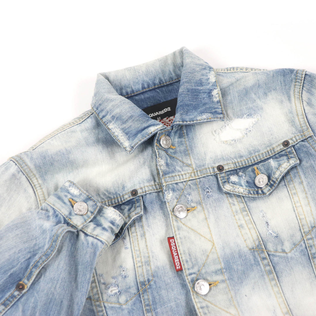 Great DSQUARED2 Denim Jacket Dan Jean Jacket Indigo blue cotton mens 44 S71AN0164