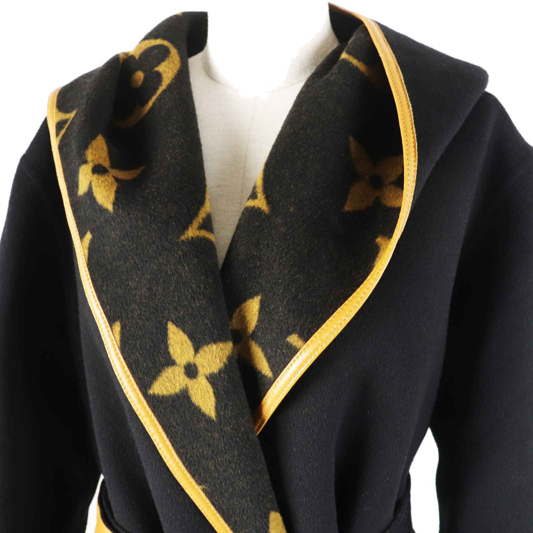 Excellent LOUIS VUITTON coat Giant Monogram Hooded Wrap wool Women 38